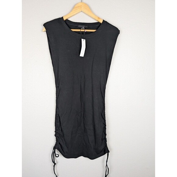 Sanctuary Black Cotton Knit Ruched Minidress Size Small - Picture 5 of 11